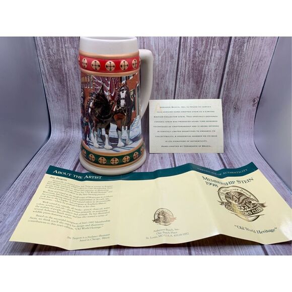 1998 Budweiser Holiday Stein - Hometown Holiday Old World Heritage - Picture 8 of 12